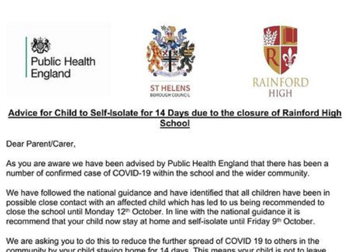 Exclusive: ALL 1700 pupils at Merseyside school told to self-isolate as ...